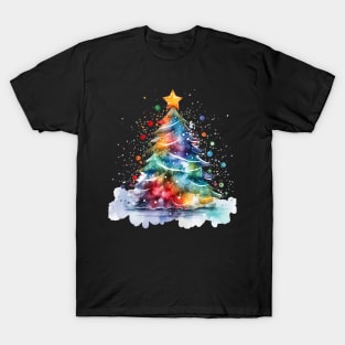 Colorful Christmas Tree Watercolor T-Shirt